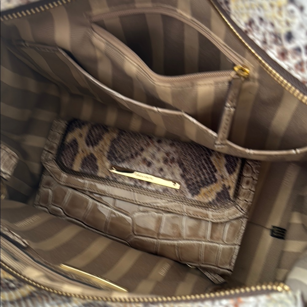 Brahmin Brown Satchel with Exotic Snake Print - Picture 16 of 17